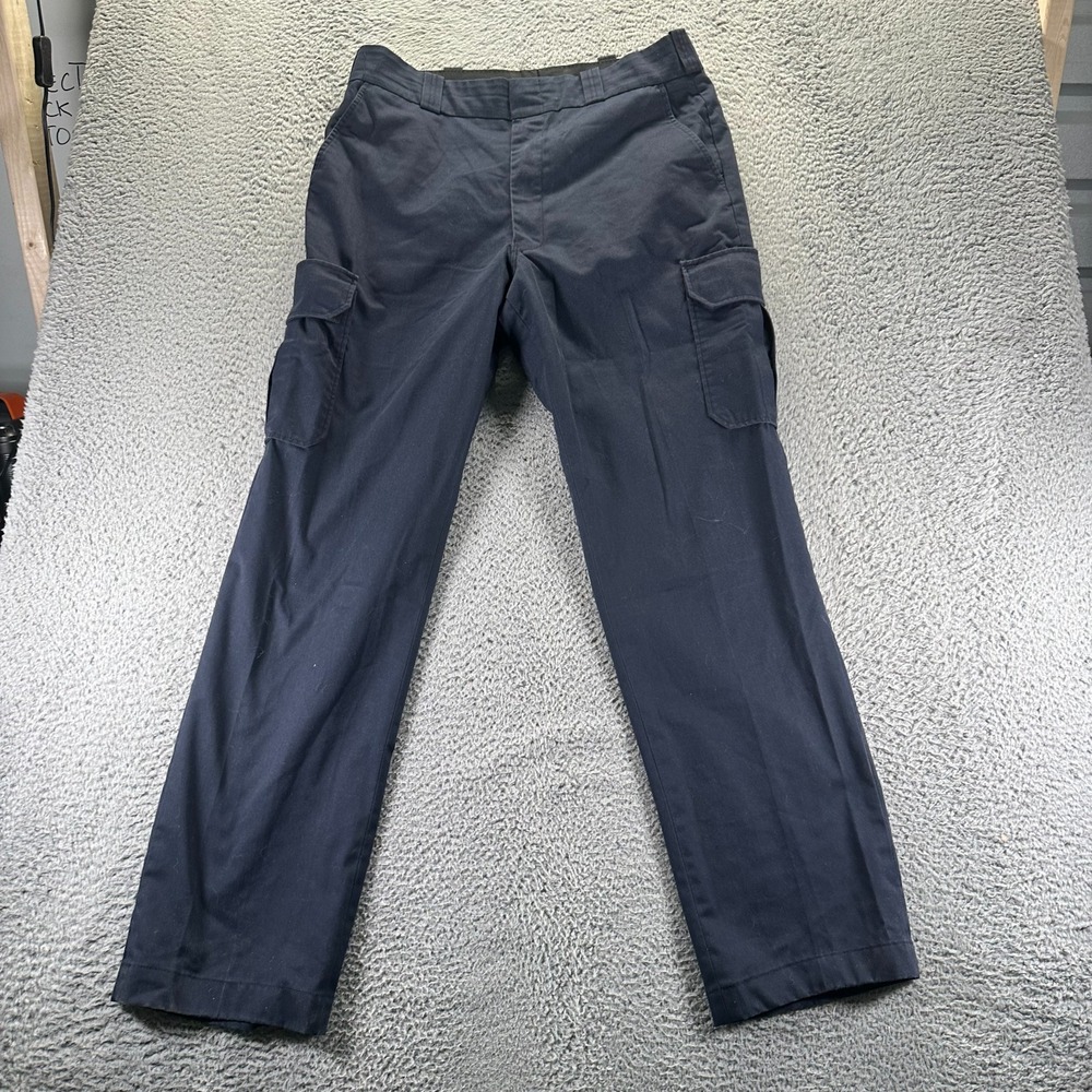 Elbeco Pant Mens 36x33 Blue Twill Polyester Cargo Straight‎ Leg Utility Workwear